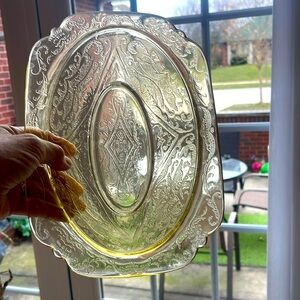 Vintage Madrid yellow Depression Glass Serving Dish